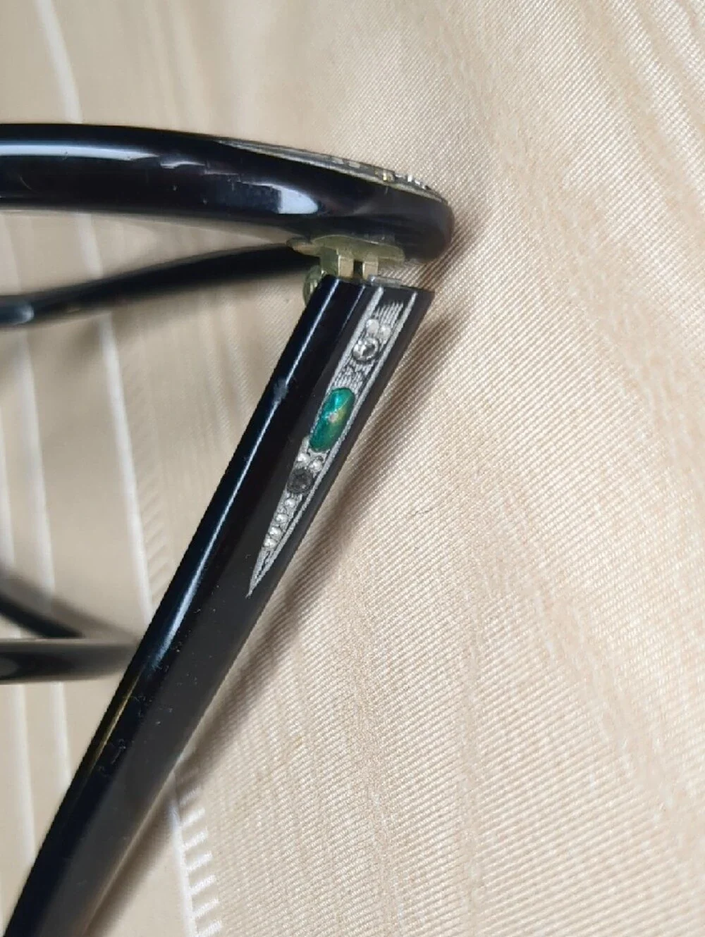 Vintage 50s Rhinestone Cat-Eye Glasses Chica Art Line France Black